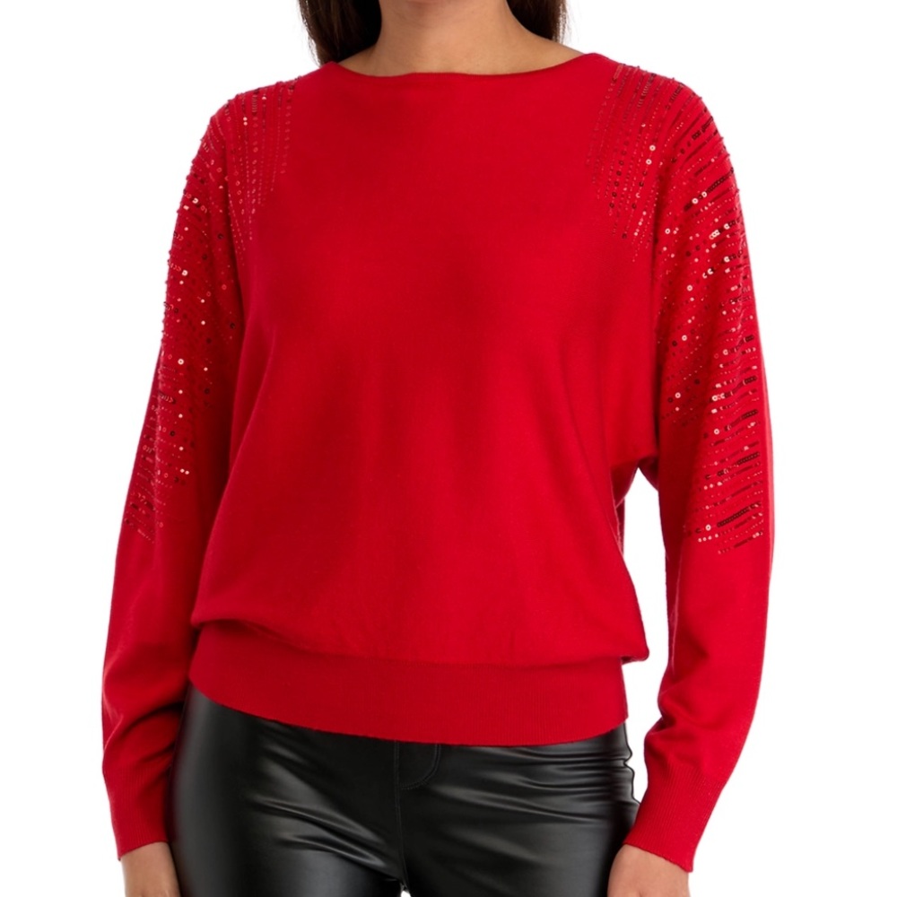 Philosophy Red Sequin Sweater NWT